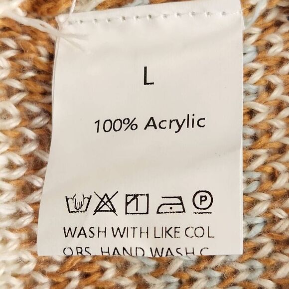 Boutique open front cardigan sweater Aztec print fringe pockets cream large - Picture 6 of 7